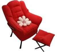 Chaise d'appoint confortable avec ottomane et poche latérale, dossier rembourré extra épais, daim synthétique pour salon, chambre à coucher, appartement