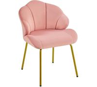 Chaise d'Appoint Design en Velours - Dossier Coquillage Capitonné - Rose Poudré - YAHEETECH