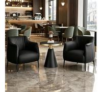 Chaise d'appoint Minimaliste Italienne Moderne, Fauteuil câlin en Forme de U for Le Hall du Bureau, la réception de l'hôtel, la Salle de négociation Commerciale et Le Salon(Black)