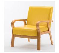 Chaise d'appoint moderne du milieu du siècle en cuir avec accoudoirs pour salon, chambre à coucher, réception et dortoirs, chaise de lecture rembourrée confortable (jaune)