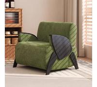 Chaise d'appoint Moderne du Milieu du siècle, Fauteuil rembourré Confortable en Tissu avec Pieds en Bois Massif rétro for Salon, Chambre à Coucher, Club(Green)