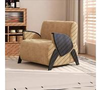 Chaise d'appoint Moderne du Milieu du siècle, Fauteuil rembourré Confortable en Tissu avec Pieds en Bois Massif rétro for Salon, Chambre à Coucher, Club(Khaki)