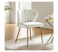 Chaise d'appoint moderne en velours pour petits espaces - Tabouret de salle à manger touffeté avec dossier en métal sans accoudoirs - Chaise de maquillage élégante ivoire