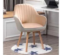 Chaise d'appoint pivotante moderne avec pieds en bois massif pour bureau, cuisine, salle à manger, chaise en cuir rembourré avec accoudoirs sans roulettes, style milieu du siècle (40,6 x 40,6 x 86,4
