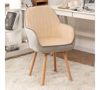 Chaise d'appoint pivotante moderne du milieu du siècle avec accoudoirs, chaise de salle à manger rembourrée en velours pour salon ou bureau avec pieds en bois massif, sans roulettes, 40,6 x 40,6 x