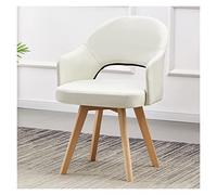 Chaise d'appoint pivotante moderne du milieu du siècle avec pieds en bois pour la maison, le bureau, la salle de réunion, fauteuil rembourré en tissu blanc, confortable pour les petits espaces