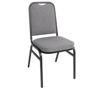Chaise de banquet avec dossier carré et tissu gris - Lot de 4