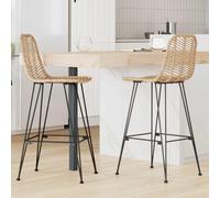 vidaXL Tabouret de bar 2 pièces - Rotin et métal, Noir, dossier haut, 44,5 x 54,5 x 97,5 cm