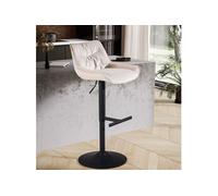 Chaise de bar 45x55x86/106 en velours beige et pied noir