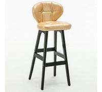 Chaise de Bar à Quatre Pieds en Bois Massif Européen, Tabouret Haut de Bar avec Dossier et Repose-Pieds, Adapté Aux Restaurants, Bars, Cafés, Îles(Yellow-c)