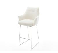 Chaise-de-bar Alja-Flex Bou oux Beige Pied trapèze acier inoxydable Argent Ressort ensaché