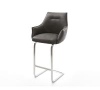 Chaise-de-bar Alja-Flex Microfibre Anthracite Vintage Chaise cantilever plate Acier inoxydable Ressorts ensachés