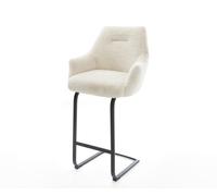 Chaise-de-bar Alja-Flex Peluche Crème-blanc Pied cantilever plat noir Noir Ressort ensaché