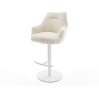 Chaise-de-bar Alja-Flex Peluche Crème-blanc Pied pivotant réglable en hauteur blanc Blanc Ressort ensaché