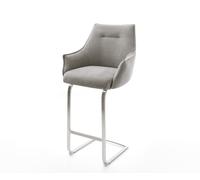 Chaise-de-bar Alja-Flex Tissu structuré doux Gris Pied cantilever acier inoxydable Argent Ressort ensaché