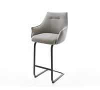 Chaise-de-bar Alja-Flex Tissu structuré doux Gris Pied cantilever plat noir Noir Ressort ensaché