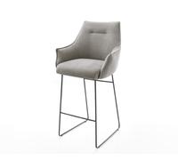 Chaise-de-bar Alja-Flex Tissu structuré doux Gris Pied trapèze noir Noir Ressort ensaché