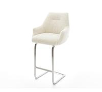 Chaise-de-bar Alja-Flex Tissu teddy Beige Pied cantilever acier inoxydable Argent Ressort ensaché