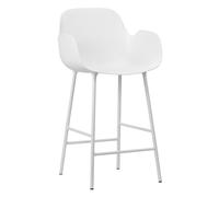 Normann Copenhagen Chaise de bar avec accoudoirs Form acier 65cm blanc structure acier laqué