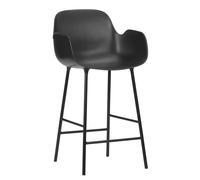 Chaise de bar avec accoudoirs Form acier 65cm lacquered steel base
