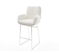 Chaise-de-bar Clea-Flex Bou rème-blanc Pied trapèze acier inoxydable Argent
