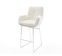 Chaise-de-bar Clea-Flex Bou oux Beige Pied trapèze acier inoxydable Argent