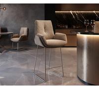 Chaise-de-bar Clea-Flex mélange de matériaux boue piétement traîneau acier inoxydable ressorts ensachés