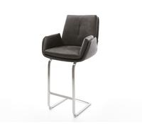 Chaise-de-bar Clea-Flex Microfibre Anthracite vintage Pied cantilever acier inoxydable Argent