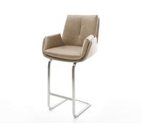 Chaise-de-bar Clea-Flex Microfibre Beige vintage Pied cantilever acier inoxydable Argent