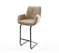 Chaise-de-bar Clea-Flex Microfibre Beige vintage Pied cantilever plat noir Noir