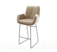Chaise-de-bar Clea-Flex Microfibre Beige vintage Pied trapèze noir Noir