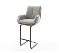 Chaise-de-bar Clea-Flex Structure en tissu Soft Gris Piètement métallique plat