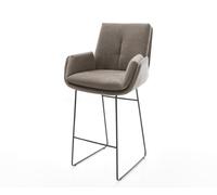 Chaise-de-bar Clea-Flex Tissu structuré doux Taupe Pied trapèze noir Noir