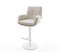Chaise-de-bar Clea-Flex Tissu tissé doux Beige Pied pivotant réglable en hauteur blanc Blanc