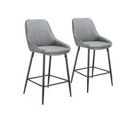 Tabouret de bar - TECTAKE - Lot de 2 tabourets SIERA avec repose-pieds 49 x 54 x 100 cm - Tissu gris/noir