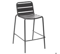 Chaise de bar empilable ""Phuket"" graphite en acier traité époxy - Hespéride