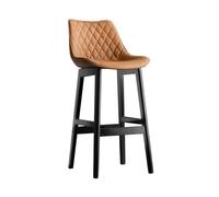 Chaise de bar en bois massif avec assise et dossier en simili cuir, élégante et confortable pour cuisine et bar à domicile