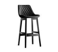 Chaise de bar en bois massif avec assise et dossier en simili cuir, élégante et confortable pour cuisine et bar à domicile