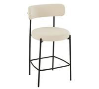 Chaise de bar en métal et tissu bouclette Blanc 48x53x97 cm