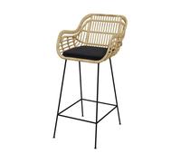 Chaise de bar en rotin naturel et pieds en métal noir 71 cm - Chiloe - Rendez-Vous Déco