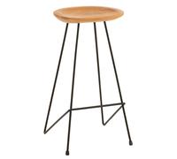 Chaise de Bar en Teck "Scanda" 77cm Naturel & Noir