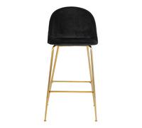 Chaise de bar en velours noir avec pieds en laiton House Nordic