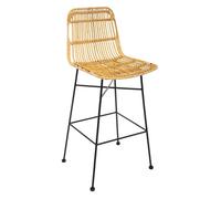 Chaise de bar ""Kubu"" métal et rotin - Atmosphera createur d'interieur