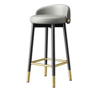 Chaise de bar Loisirs Bar Chaise Moderne Pu Bar Tabouret W/Dossier 25.59in/29.52in Chaise de Salle à Manger Noir Or Jambes Repose-Pieds PU Compteur Tabouret Profitez de la vie