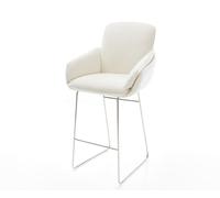 Chaise-de-bar Luan-Flex Bou oux Beige Pied trapèze acier inoxydable Argent