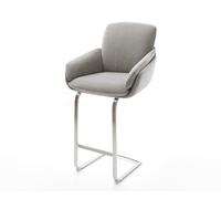 Chaise-de-bar Luan-Flex Tissu structuré doux Gris Pied cantilever acier inoxydable Argent