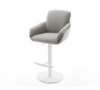 Chaise-de-bar Luan-Flex Tissu structuré doux Gris Pied pivotant réglable en hauteur blanc Blanc