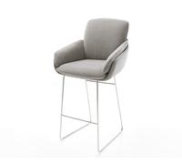 Chaise-de-bar Luan-Flex Tissu structuré doux Gris Pied trapèze acier inoxydable Argent