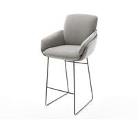 Chaise-de-bar Luan-Flex Tissu structuré doux Gris Pied trapèze noir Noir