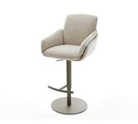 Chaise-de-bar Luan-Flex Tissu tissé doux Beige Pied pivotant réglable en hauteur couleur titane Couleur titane
